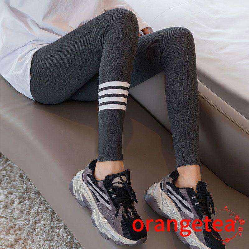 Quần legging thể thao lưng cao viền sọc thời trang cho nữ
