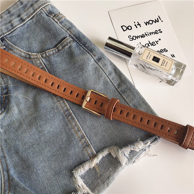 Thắt Lưng Da Pu Phối Lỗ Toàn Diện Phong Cách Cổ Điển Cho Nữ