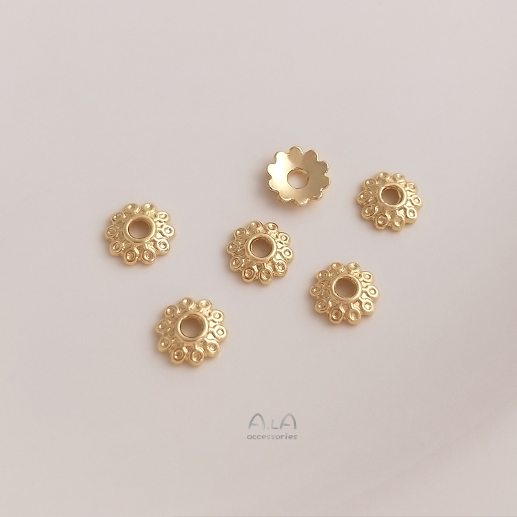 Set 10 Hạt Rỗng Nhỏ Hoa Cúc / Ngôi Sao / Hoa Cúc Rỗng 14k