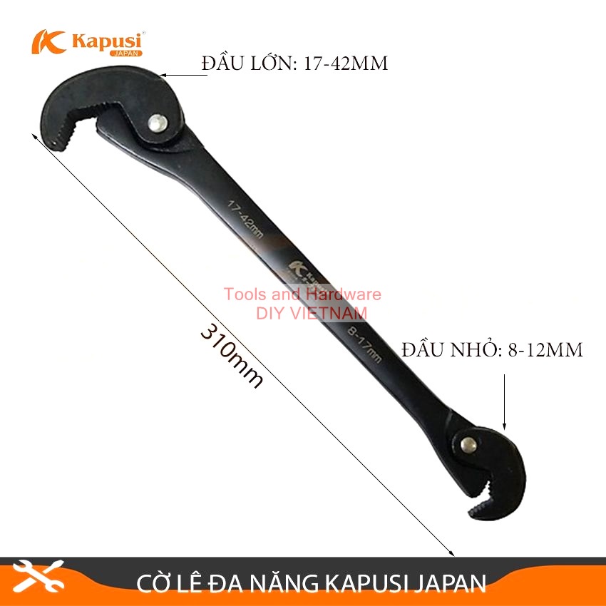 CỜ LÊ ĐA NĂNG KAPUSI JAPAN MỞ ỐC TỪ 8-42MM, BẢO HÀNH 12 THÁNG, Mỏ lết đa năng Nhật Bản