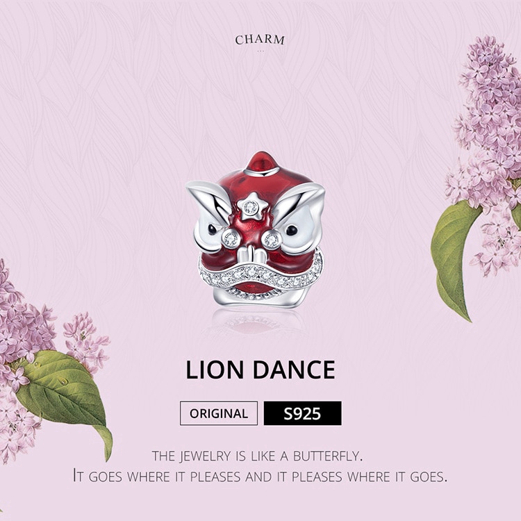 Hạt charm Bamoer hình đầu lân đính đá đẹp mắt