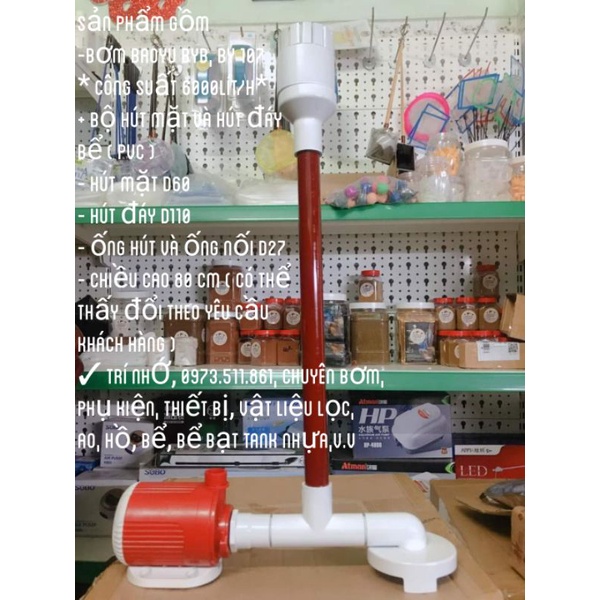 Bơm BaoYu BYB, BY 107, + Bộ hút mặt và hút đáy cho hồ và bể cá