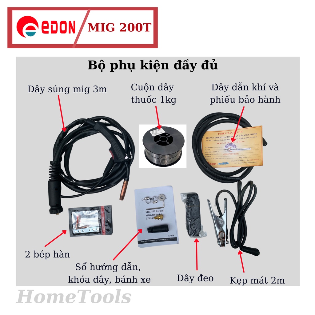Máy hàn MIG 5 chức năng MIG 200T thương hiệu Edon - Tặng cuộn dây hàn không dùng khí 1kg