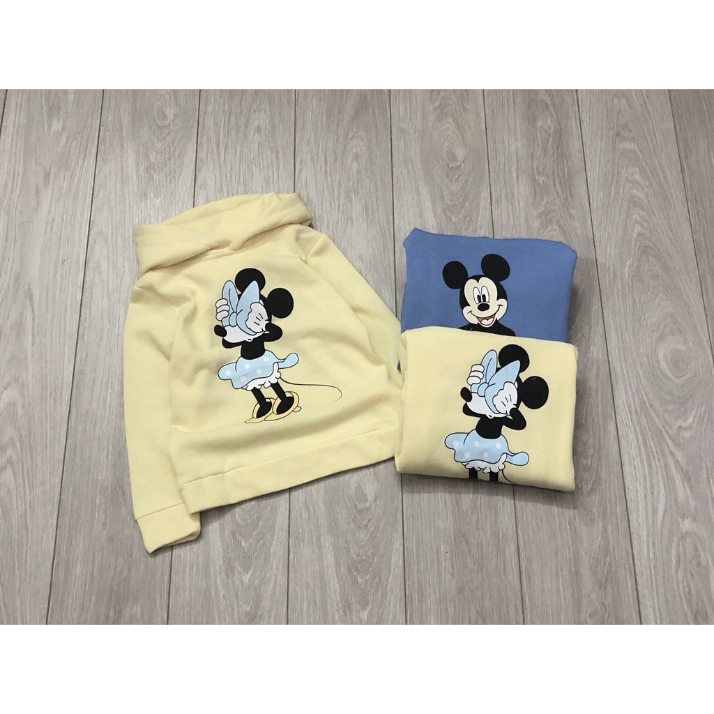 Áo dài tay bé gái -Set 2 áo nỉ hoodie Mickey cho bé trai bé gái size 2-10y