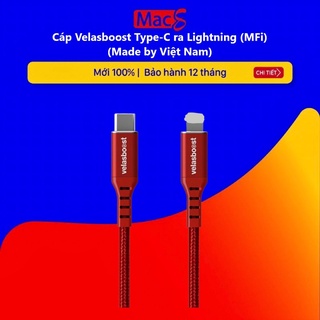 Cáp Velasboost TypeC ra (MFi) và sạc 20W PD (Made by Việt Nam)