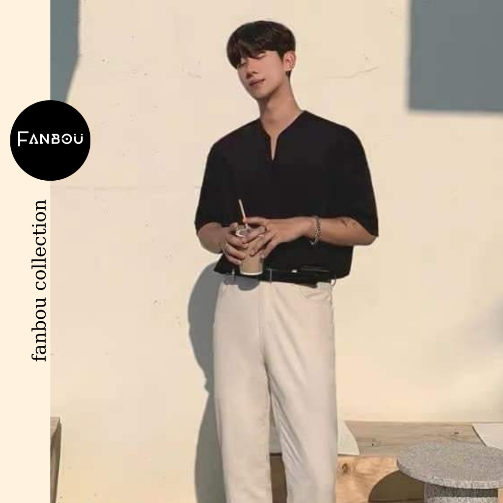 Áo thun cotton nam cổ xẻ V tay ngắn | BigBuy360 - bigbuy360.vn