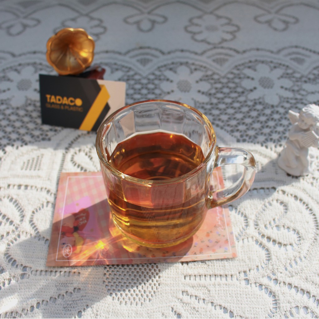 Ly thuỷ tinh vân sọc quai cầm chuyên dùng uống trà UNION UG345 | 295ml