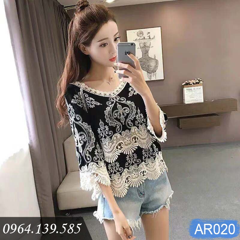 [SALE] - Áo phối ren thêu họa tiết nổi, dùng đi biển, du lịch, mặc ngoài bikini áo tắm, mẫu mới 2021 | AR020 | BigBuy360 - bigbuy360.vn
