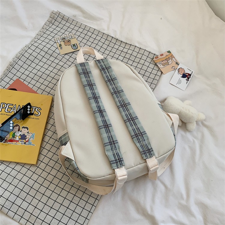 ( Tặng kèm móc khóa và sticker) Balo ullzang màu pastel kẻ caro, chất vải siêu bền chống thấm nước vượt trội