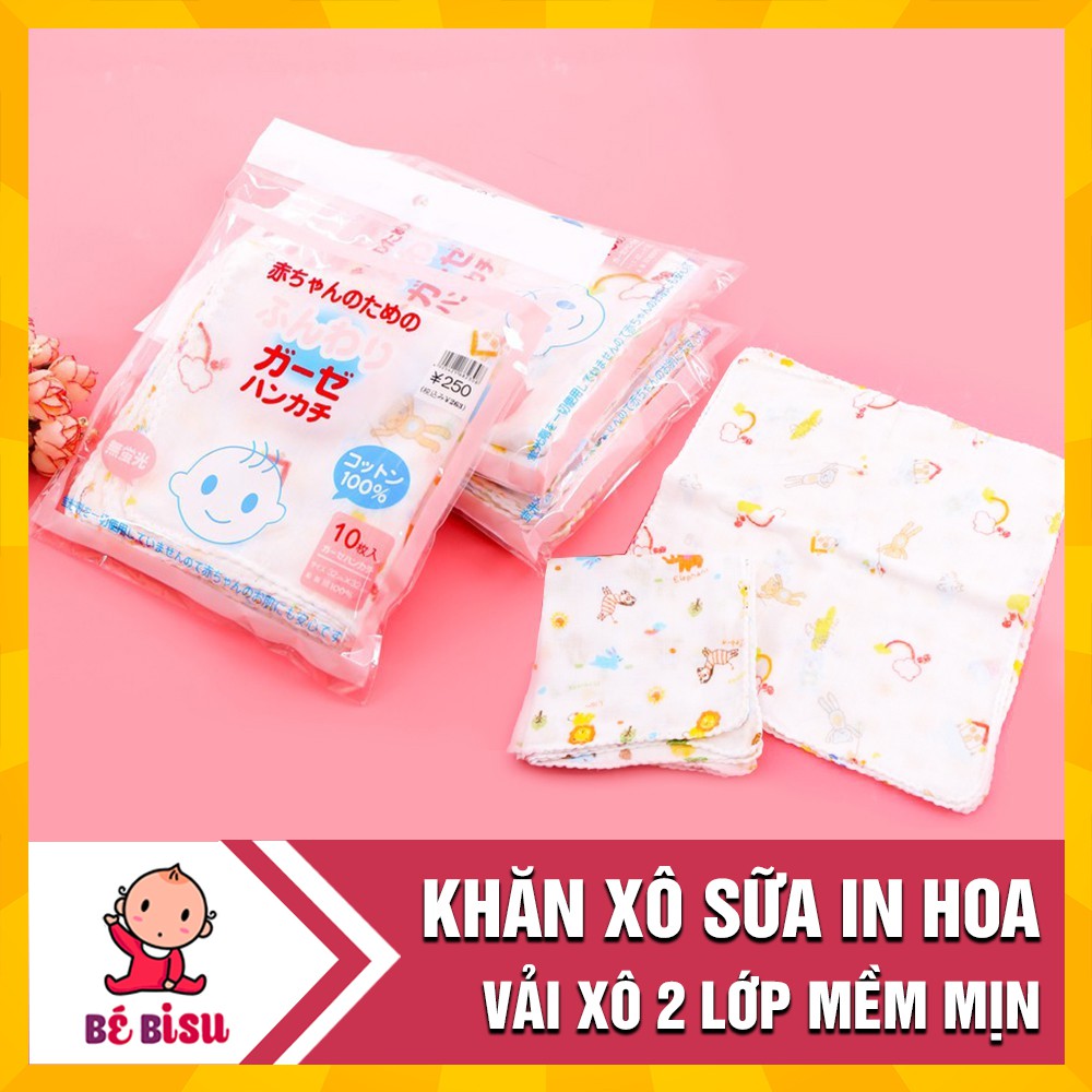 Khăn Xô Sữa Hoa Xuất Nhật 2 Lớp Cho Bé (10 Chiếc)