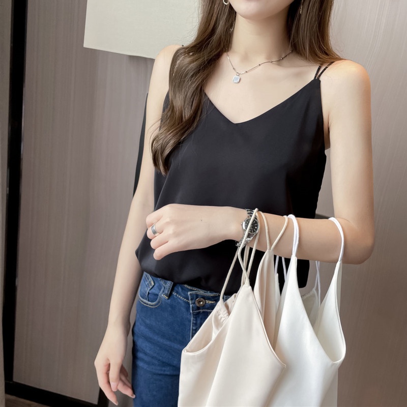 Áo Voan Trơn Dễ Thương 165044 Áo Hai Dây Hở Lưng Kiểu Dáng Đơn Giản Quyến Rũ Hợp Thời Trang
