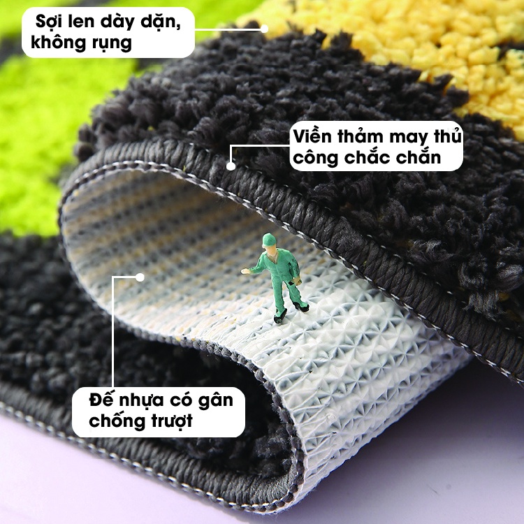 Thảm lau chân chùi chân chống trượt thấm nước nhà bếp nhà tắm phòng khách nhiều họa tiết, giẻ lau chân đế chống trượt
