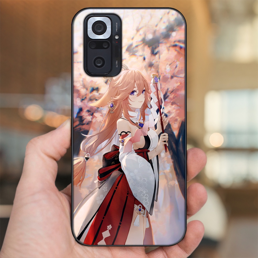 Ốp lưng Xiaomi Redmi Note 10 Pro viền đen in hình Yae Miko Genshin Impact