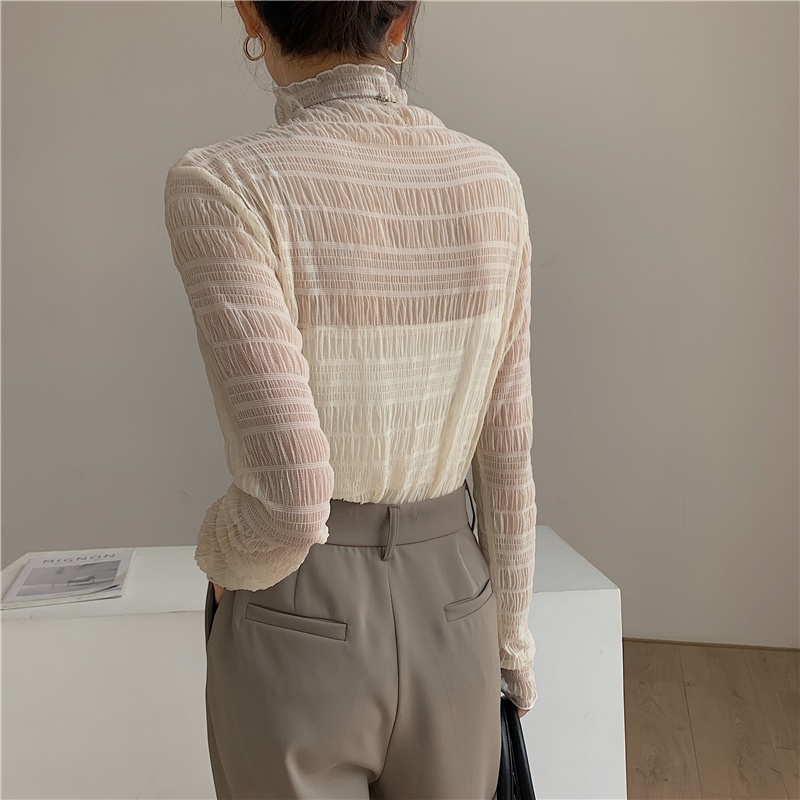 Áo voan tay dài TienKhi Shop nhúng mỏng cổ lọ màu trơn AK47