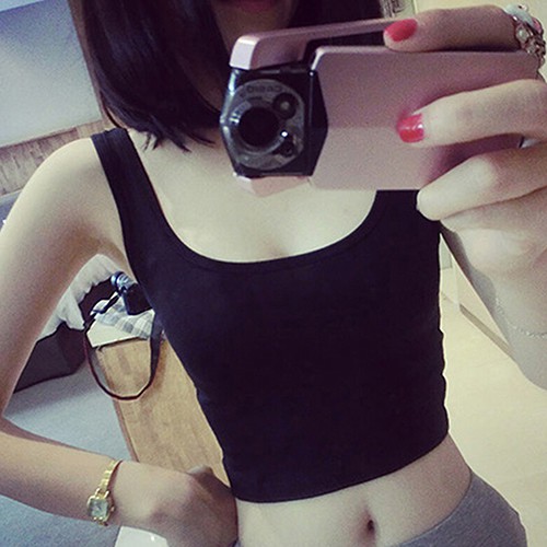 Áo Croptop ba lỗ thể thao không tay màu trơn thời trang quyến rũ cho nữ | BigBuy360 - bigbuy360.vn