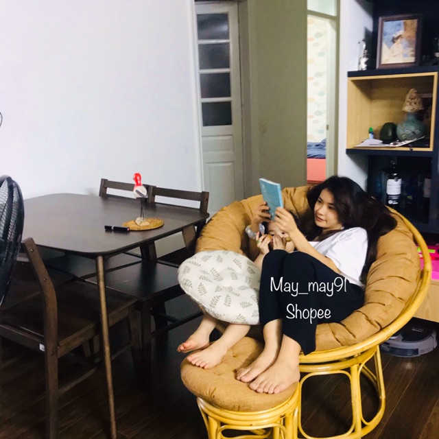 Ghế papasan mây tự nhiên relax cỡ đại xuất Âu nghỉ ngơi, dành cho bà mẹ cho con bú, đọc sách, chill Rattan chair