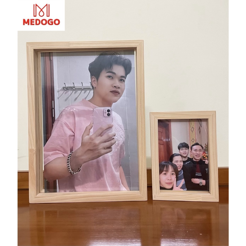 Khung ảnh gỗ MEDOGO để bàn độ dày 2,5cm, gỗ thông nhập khẩu trang trí nhà cửa phong cách hiện đại