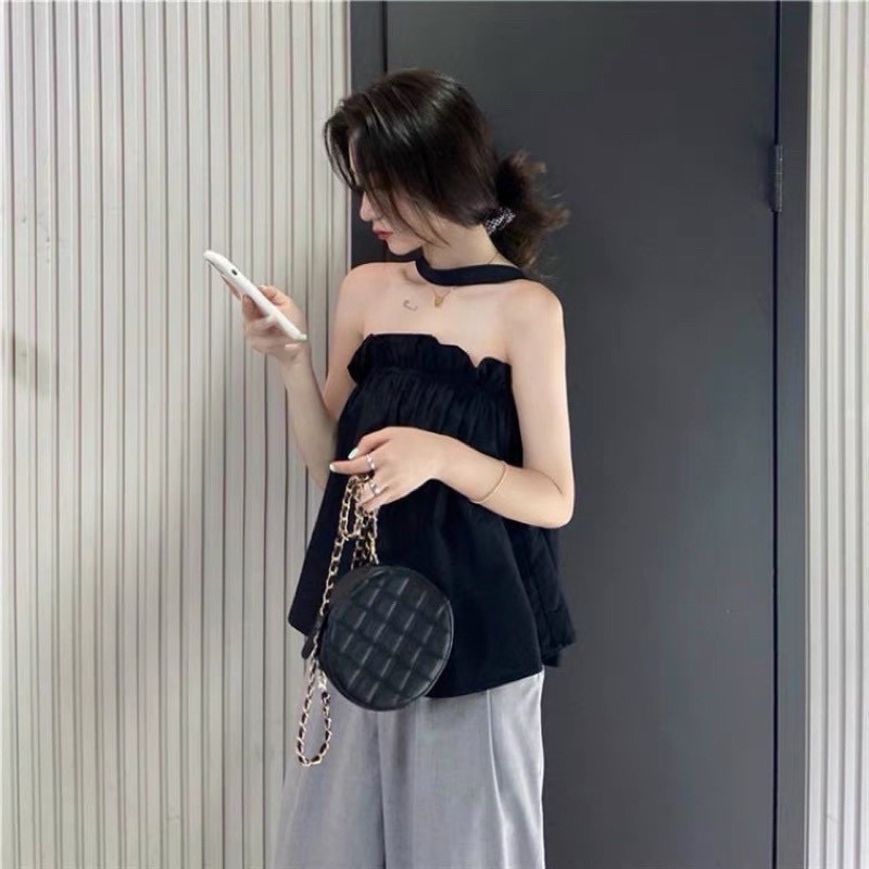 Áo Babydoll Trễ Vai Tay Phồng YUMI2 Áo Kiểu Bánh Bèo Bbd Hot Trend 2022