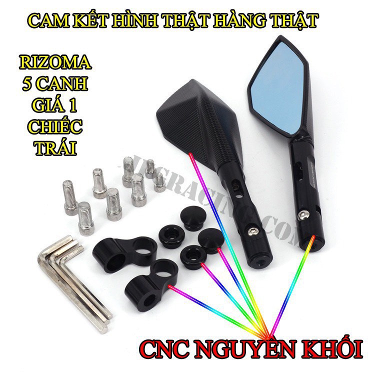 Gương 5 cạnh rizoma lắp xe máy ( 1 chiếc trái  đen )
