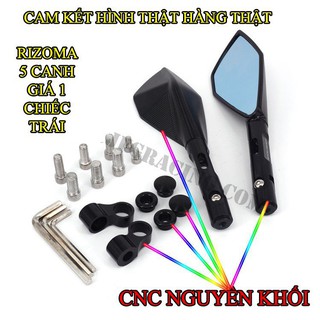 Gương 5 cạnh rizoma lắp xe máy ( 1 chiếc trái  đen )