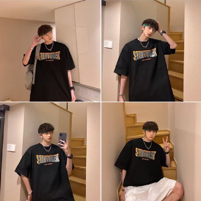 Áo Thun Dáng Rộng In Chữ Phong Cách Hip Hop Nhật Bản Cá Tính Cho Nam