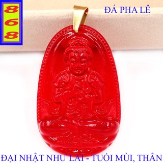 [Tuổi Mùi, Thân] Mặt Dây Chuyền Phật Đại Nhật Như Lai Pha Lê Đỏ 3.6cm - Mặt Size Nhỏ - Tặng Kèm Móc Inox