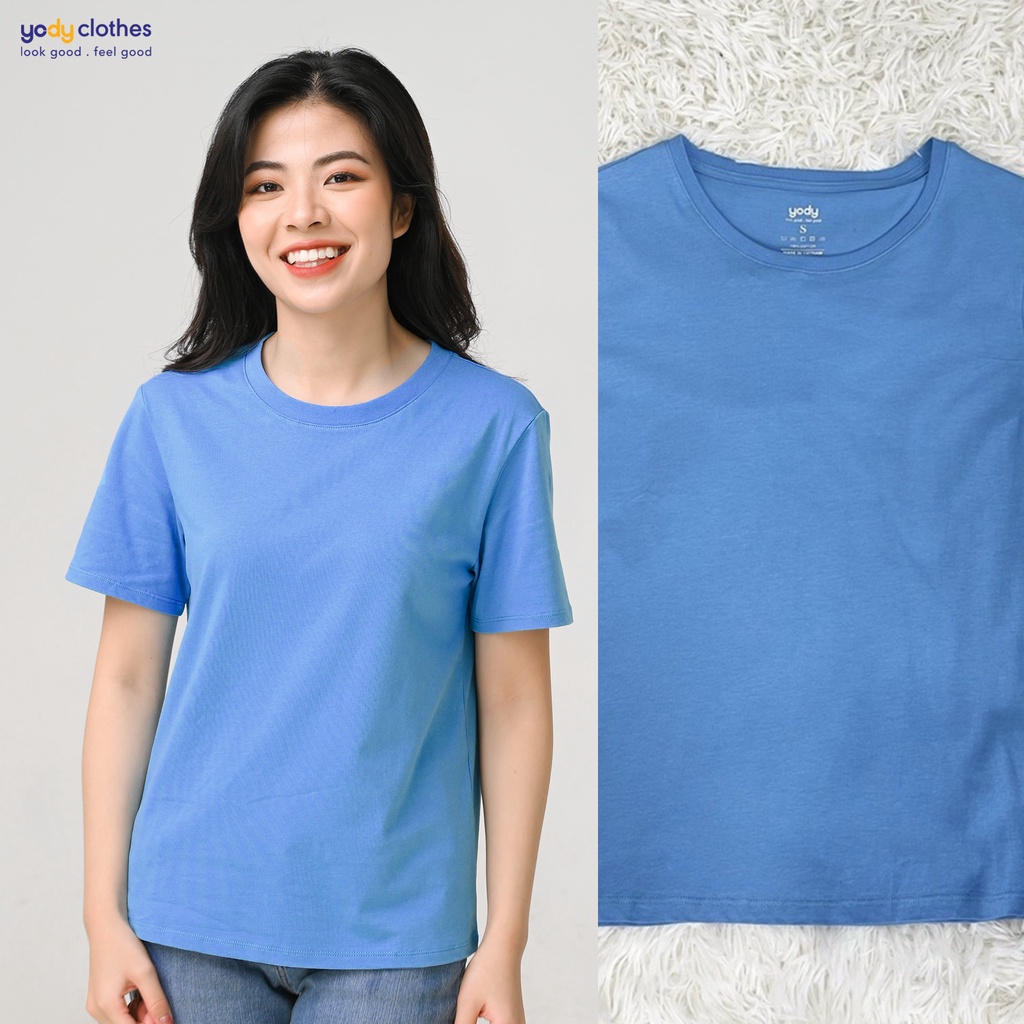 Áo thun nữ YODY Cotton Compact  dáng suông, đơn giản basic vải cotton mát mẻ TSN5346