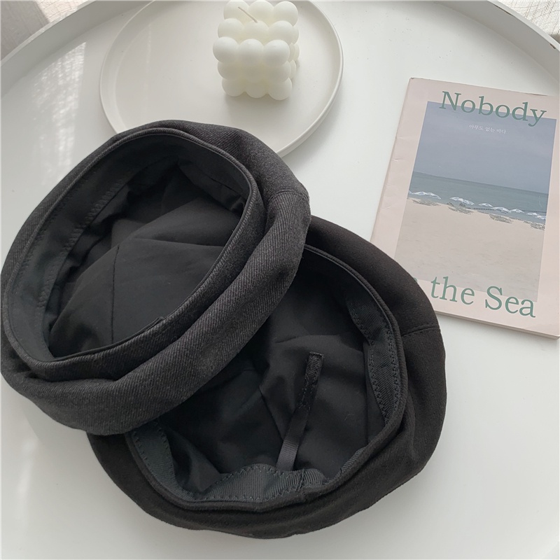 Mũ Beret Len MŨ NỒI Màu Trơn Thời Trang Thu Đông Cho Nữ