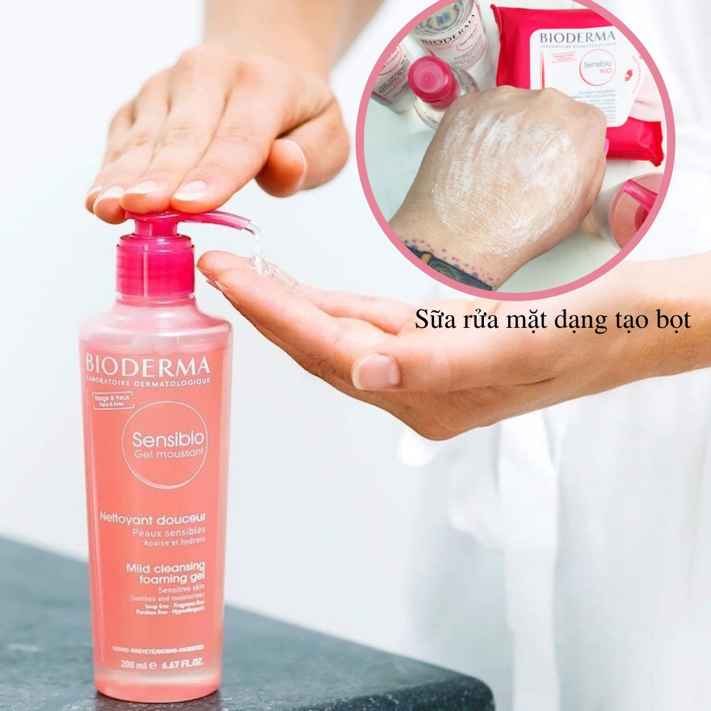 Gel Rửa Mặt Tạo Bọt Cho Da Nhạy Cảm Bioderma Sensibio Gel Moussant 200ml