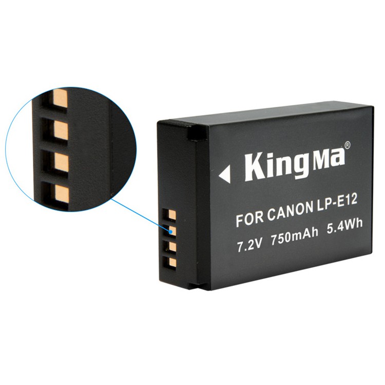 BỘ 2PIN SẠC KINGMA LP-E12 CANON M, M2, M10, M50, 100D ( THẾ HỆ 2)