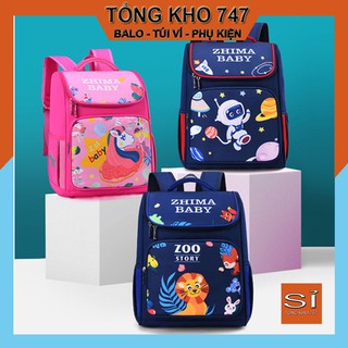 Sỉ  Balo chống gù, cặp học sinh tiểu học dáng hộp có phản quang, chống thấm nước cho bé  - BL109