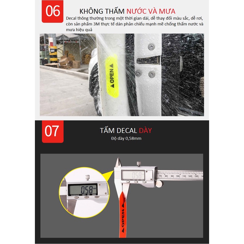 Bộ 4 Miếng Decal Phản Quang Dán Cánh Cửa Ô Tô OPEN Cao Cấp