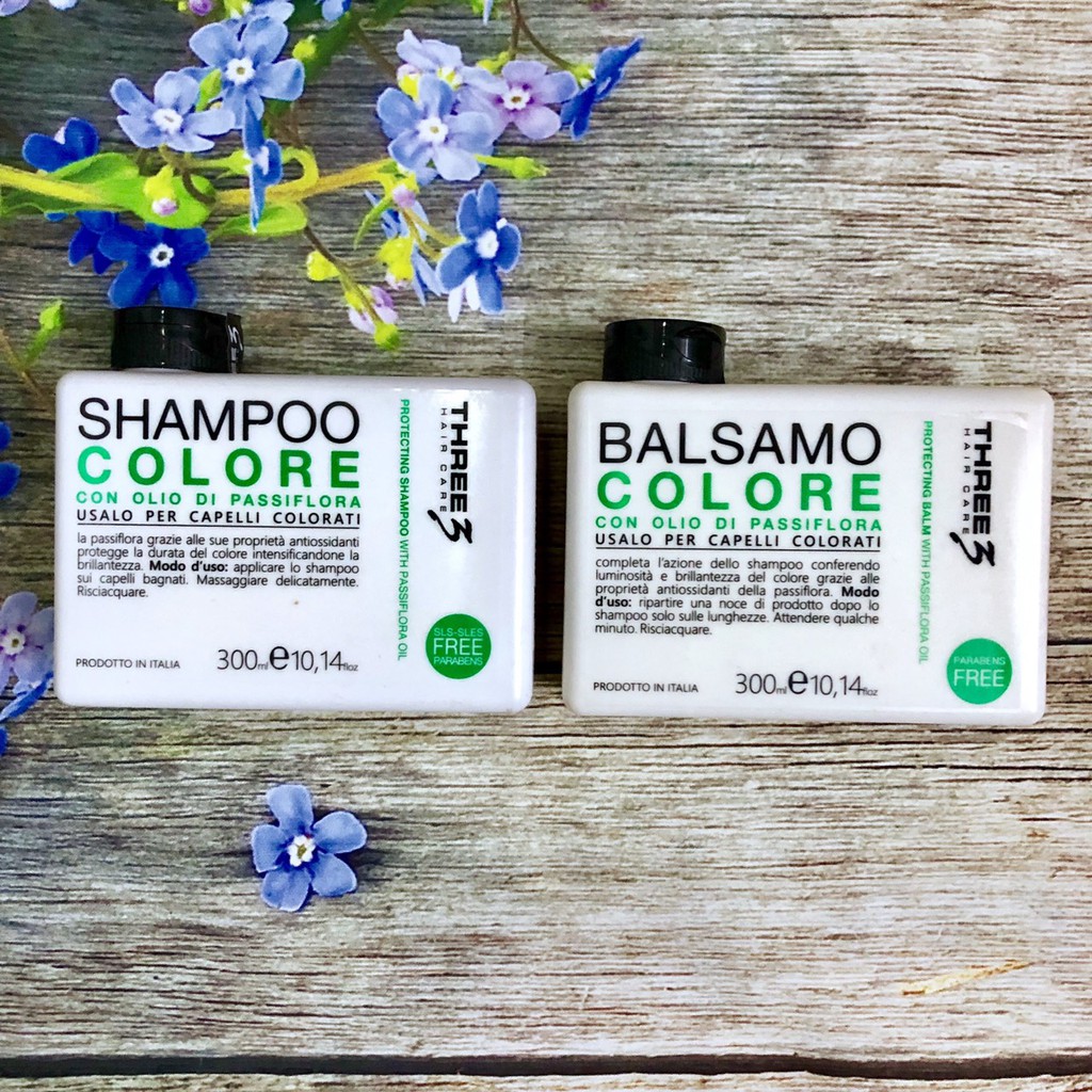 Bộ dầu gội xả giữ màu tóc nhuộm Faipa Three3 Hair Care Colore Protecting shampoo & balm Italy 300ml