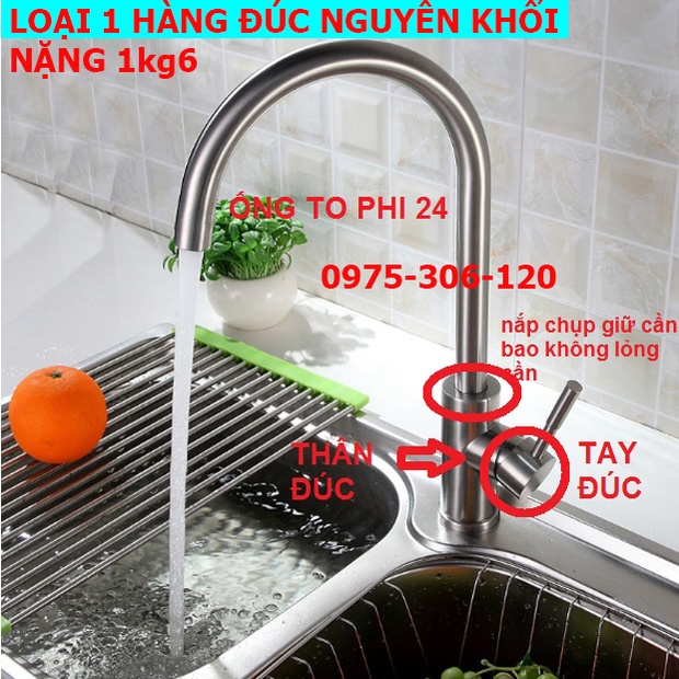 [LOẠI 1-HÀNG ĐÚC] Vòi Rửa Chén Bát Nóng Lạnh INOX 304 N4002 NA.GRAND và 2 dây HÀNG BAO XÀI BAO ĐỔI MỚI 1 NĂM VÒI SỐ 6