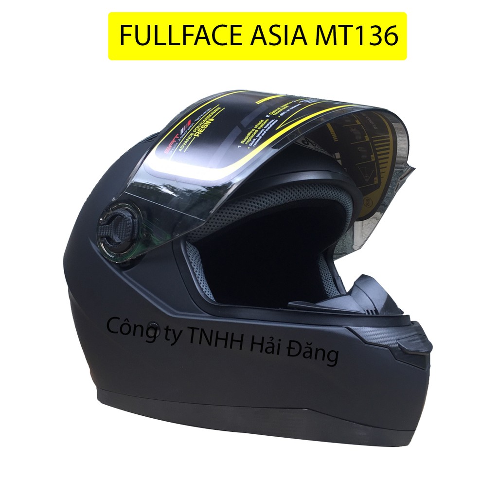 Mũ bảo hiểm fullface Asia MT136 size XL vòng đầu 57-59 cm Đen nhám Bảo hành 12 tháng