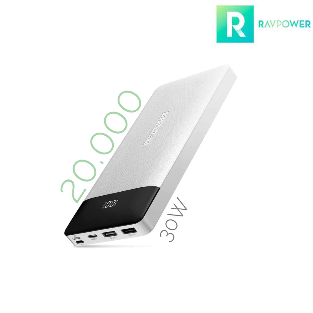 Sạc Dự Phòng 20.000 mAh 30W RAV RP-PB172 - PD 3.0 18W - QC 3.0 18W - iSmart - Màn LED - Hàng Chính Hãng