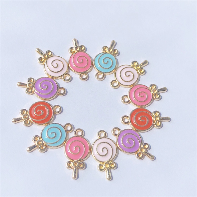 Set 10 Mặt Vòng cổ Hợp Kim Nhiều Màu Sắc Hình Kẹo Mút