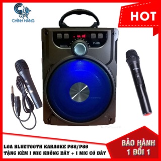 loa bluetooth mini p88-89 tặng kèm 1mic ko dây và 1 mic có dây
