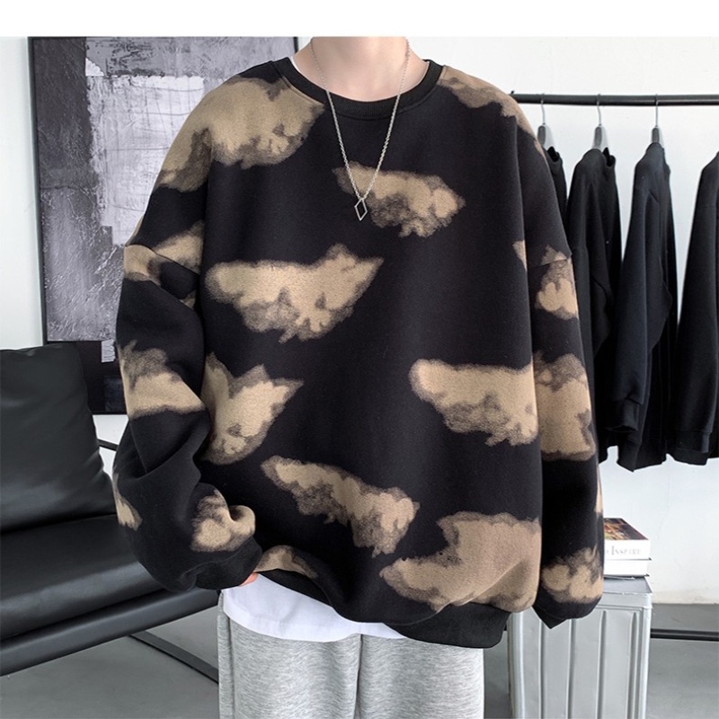 Áo Sweater Cổ Tròn Tay Dài Dáng Rộng Nhuộm Màu Độc Đáo Thời Trang Cho Nam Size M-2XL
