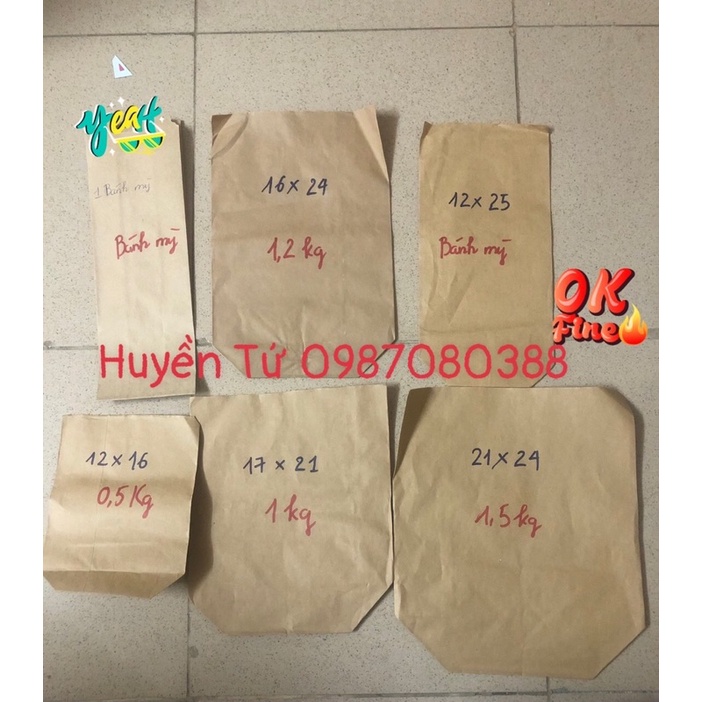Combo 100 túi giấy xi măng đựng đồ ăn chiên rán, đóng hàng đủ các kích cỡ hàng đẹp giá rẻ