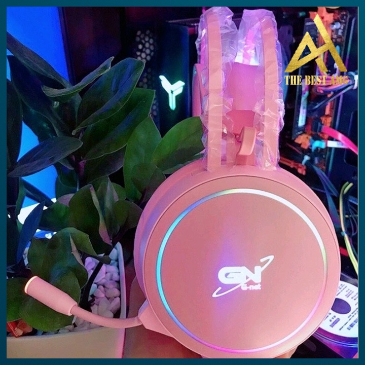 Tai Nghe Máy Tính Có Mic Gaming Led Rgb Headphone Chụp Tai Gnet G09 Màu Hồng Dễ Thương Nghe Nhạc Chơi Game Có Dây