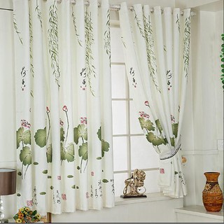 Rèm khoen treo cửa cao cấp may tại nhà khổ cao 2m - HOA SEN THƯ PHÁP