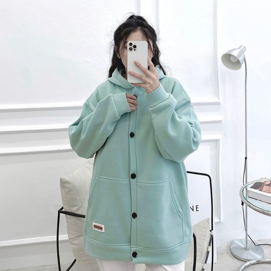 Áo khoác nỉ phối cúc ullzzang unisex