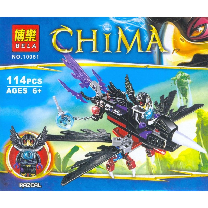 Đồ chơi lắp ráp lego minifigures chima chimo chim ưng đen Razcal và máy bay Bela 10051.