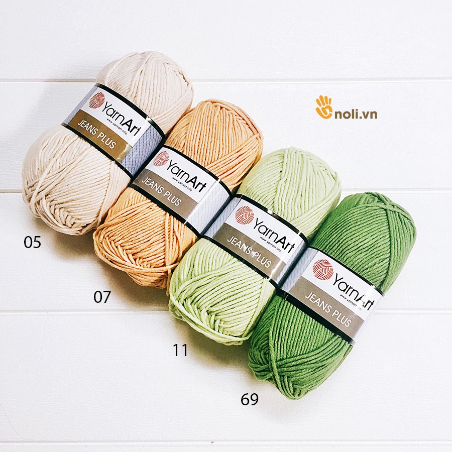 Len Jeans Plus nhập khẩu Thổ Nhĩ Kỳ chuyên đan móc khăn, mũ, áo, thú bông không bai xù, phai màu, an toàn cho bé 100g