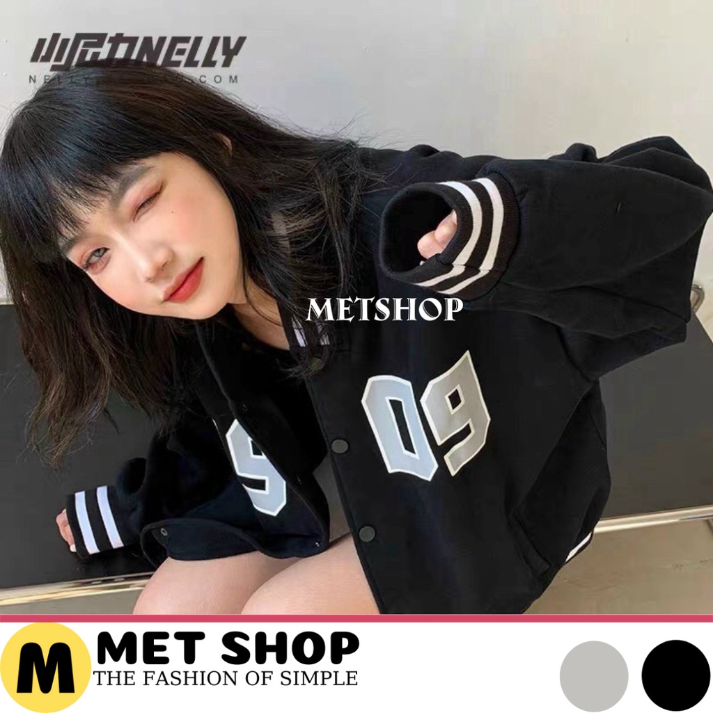 Áo bomber nam nữ unisex ,Khoác Nỉ Thu Đông Chữ H909 Form Rộng ,ao khoác bóng chày hàn quốc ulzzang - METSHOP