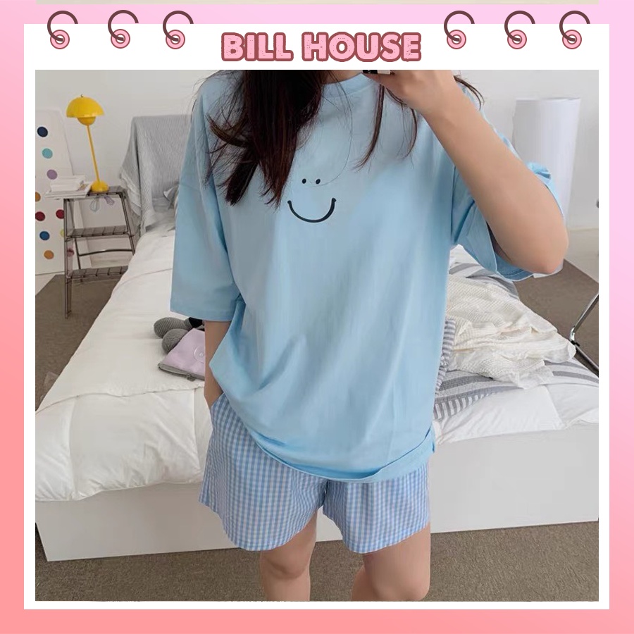 Đồ bộ nữ mặc nhà dễ thương quần caro bigsize mùa hè cao cấp chất cotton sữa mềm mịn BC05