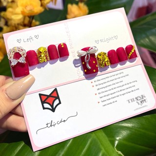 [Nails Box] Móng úp giả thiết kế móng chân đỏ nhám