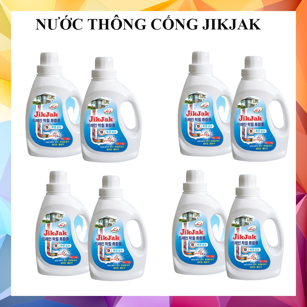 Nước Thông Cống Việt Hàn JIK JAK Siêu Mạnh Thông Tắc Hiệu Quả Chi Phí Thấp, Nước Thông Bồn Cầu 1400g Hết Tắc Nghẽn Ngay