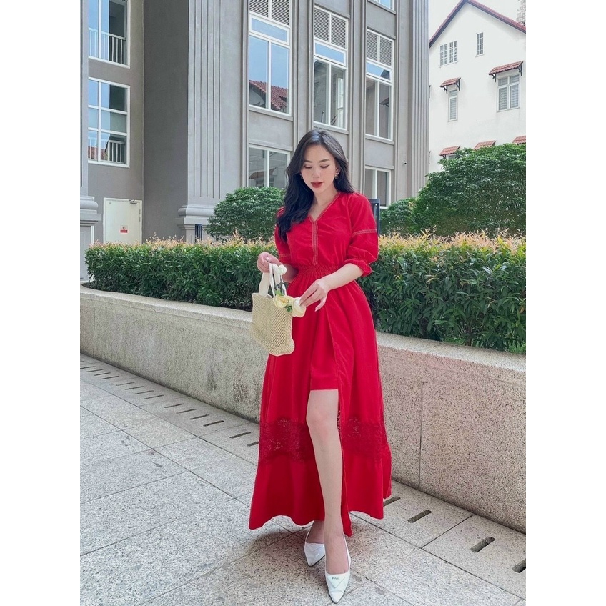 ĐẦM MAXI CỔ V XẺ ĐÙI